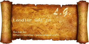 Lendler Géza névjegykártya